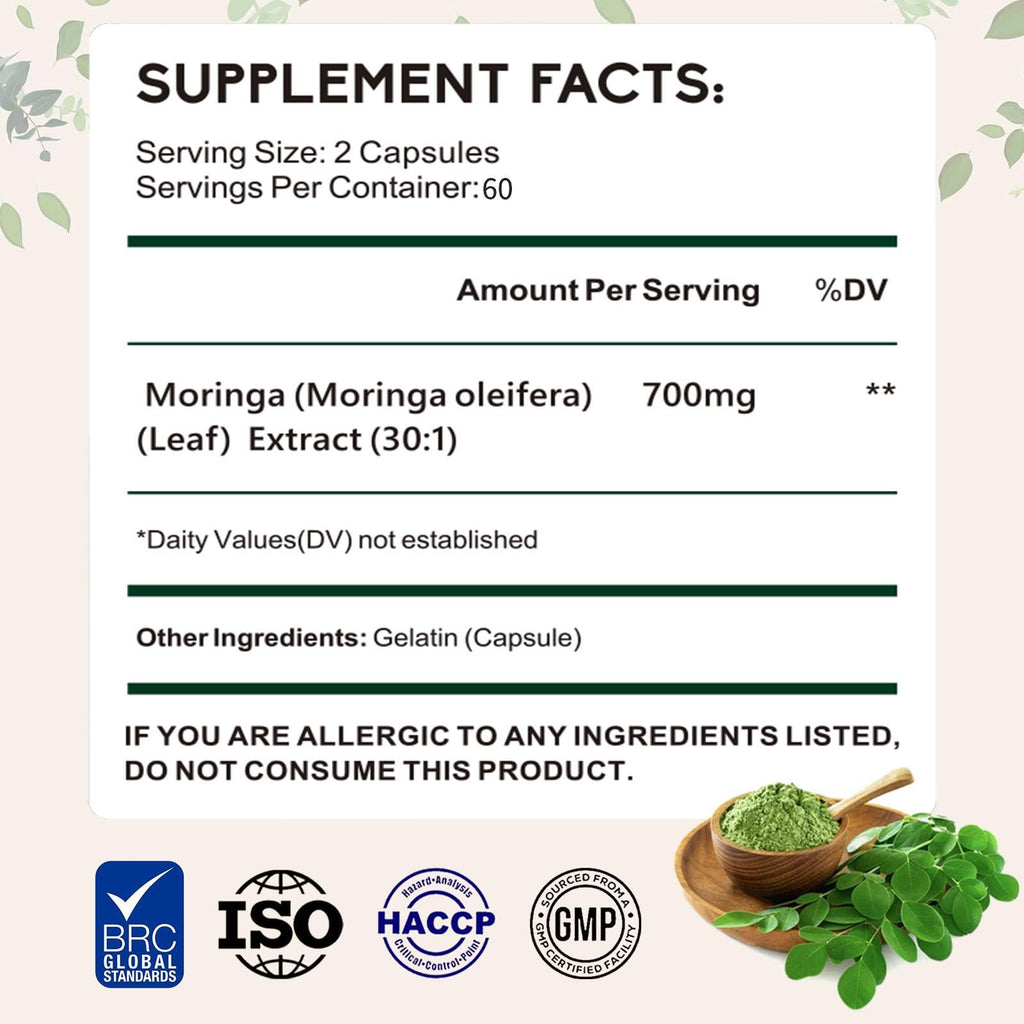 Moringa Oleifera Leaf Extract 120 Capsules 700 mg Z417904