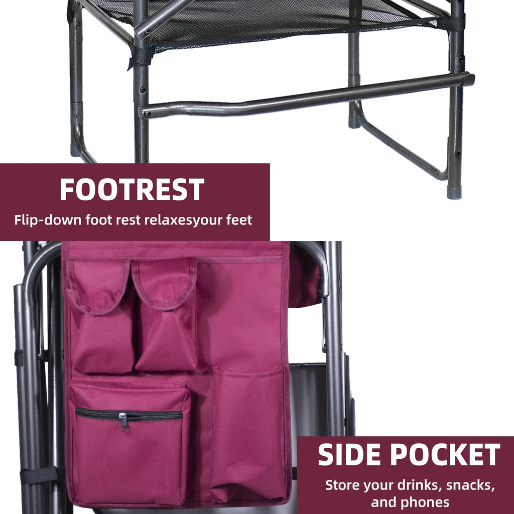 Wine Red Black Bar Height Folding Chair with Side Table N55558