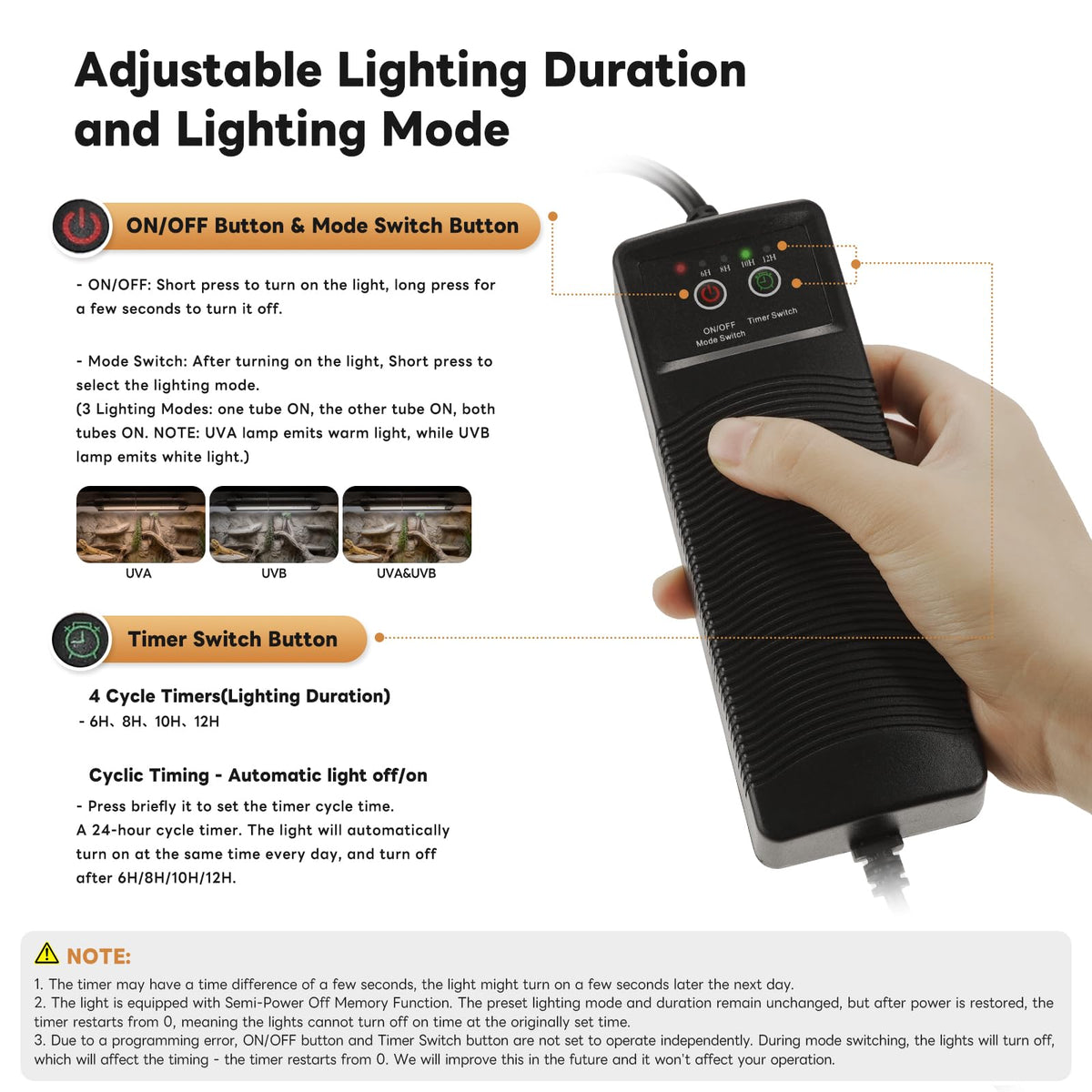 12 Inch UVB Reptile Light Fixture with Timer R76892