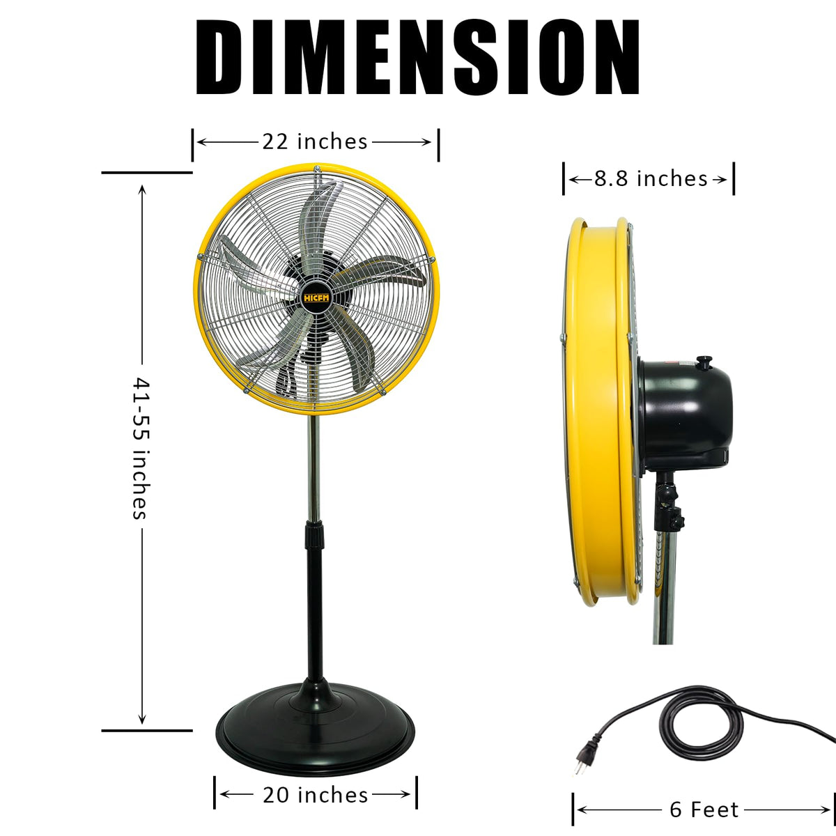 20" 3-Speed High Velocity Oscillating Metal Stand Fan Y46165