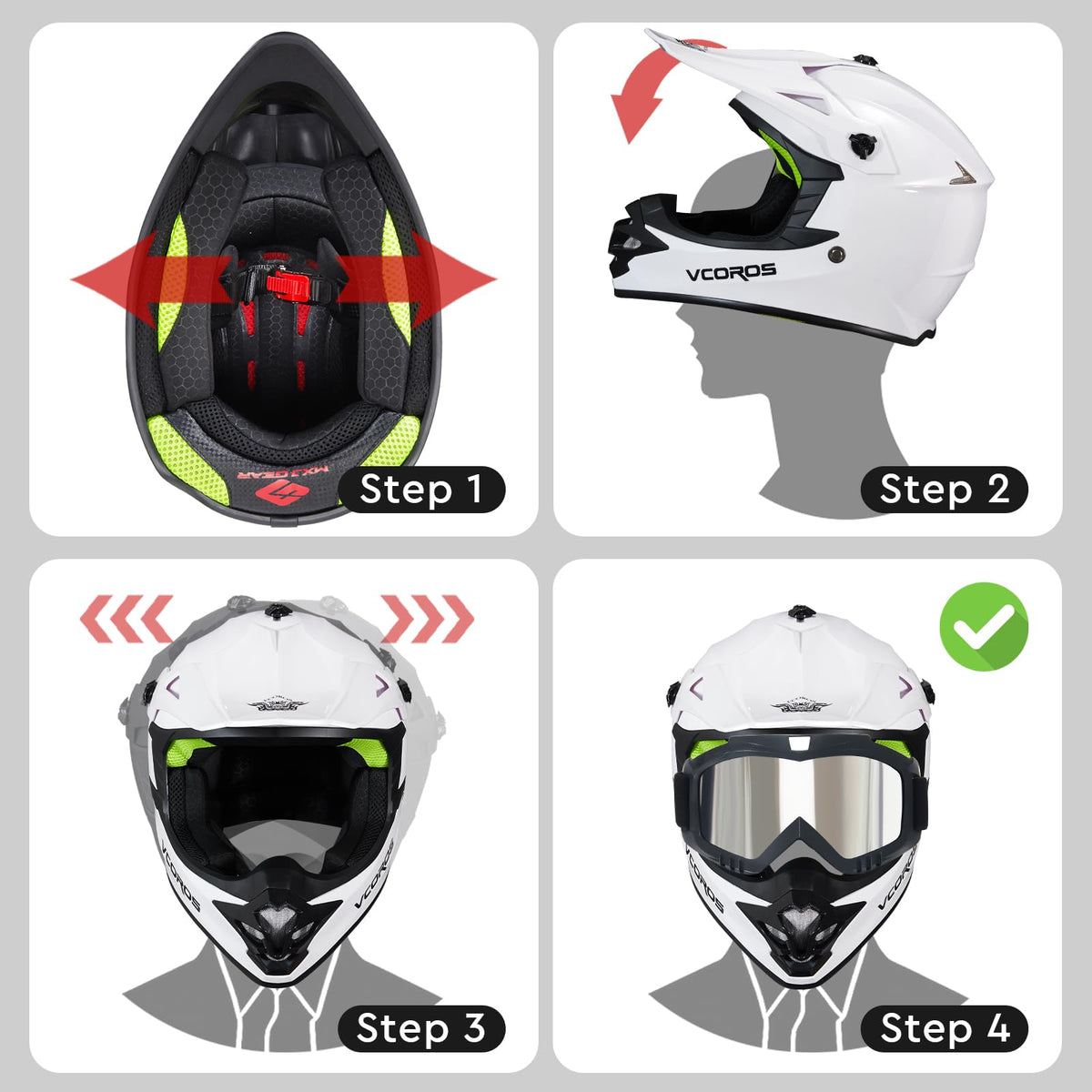Kids Dirt Bike Helmet Set with Goggles Gloves I1224