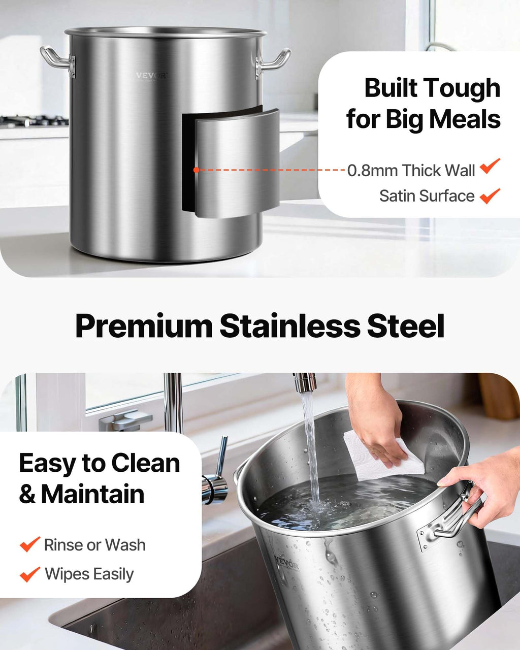 42 Quart Stainless Steel Stockpot with Strainer and Lid M579
