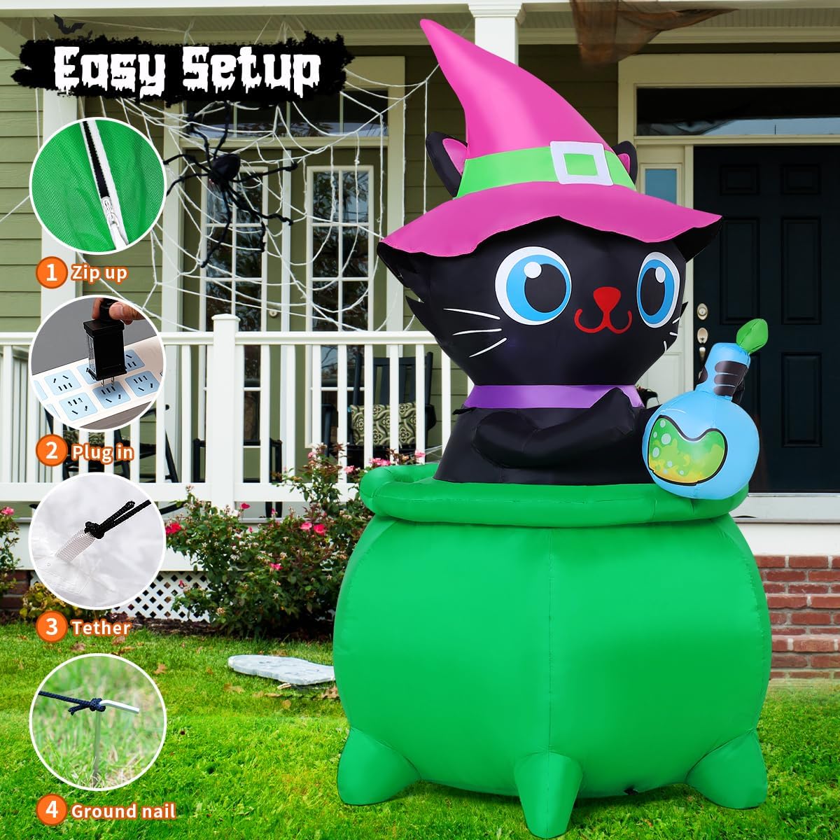 6 FT Halloween Inflatable Cat with LED Lights T823276