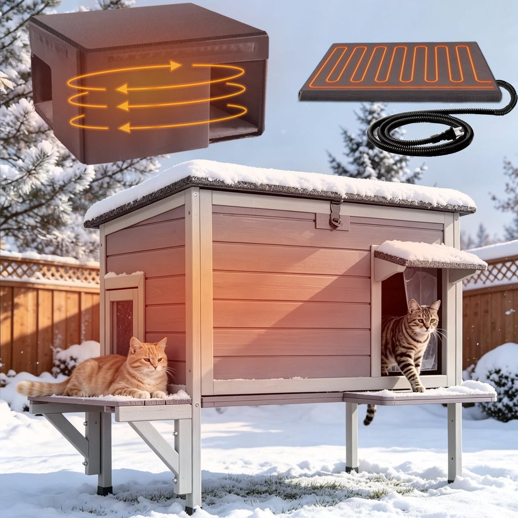6-Sides Insulated Outdoor Heated Cat House P627