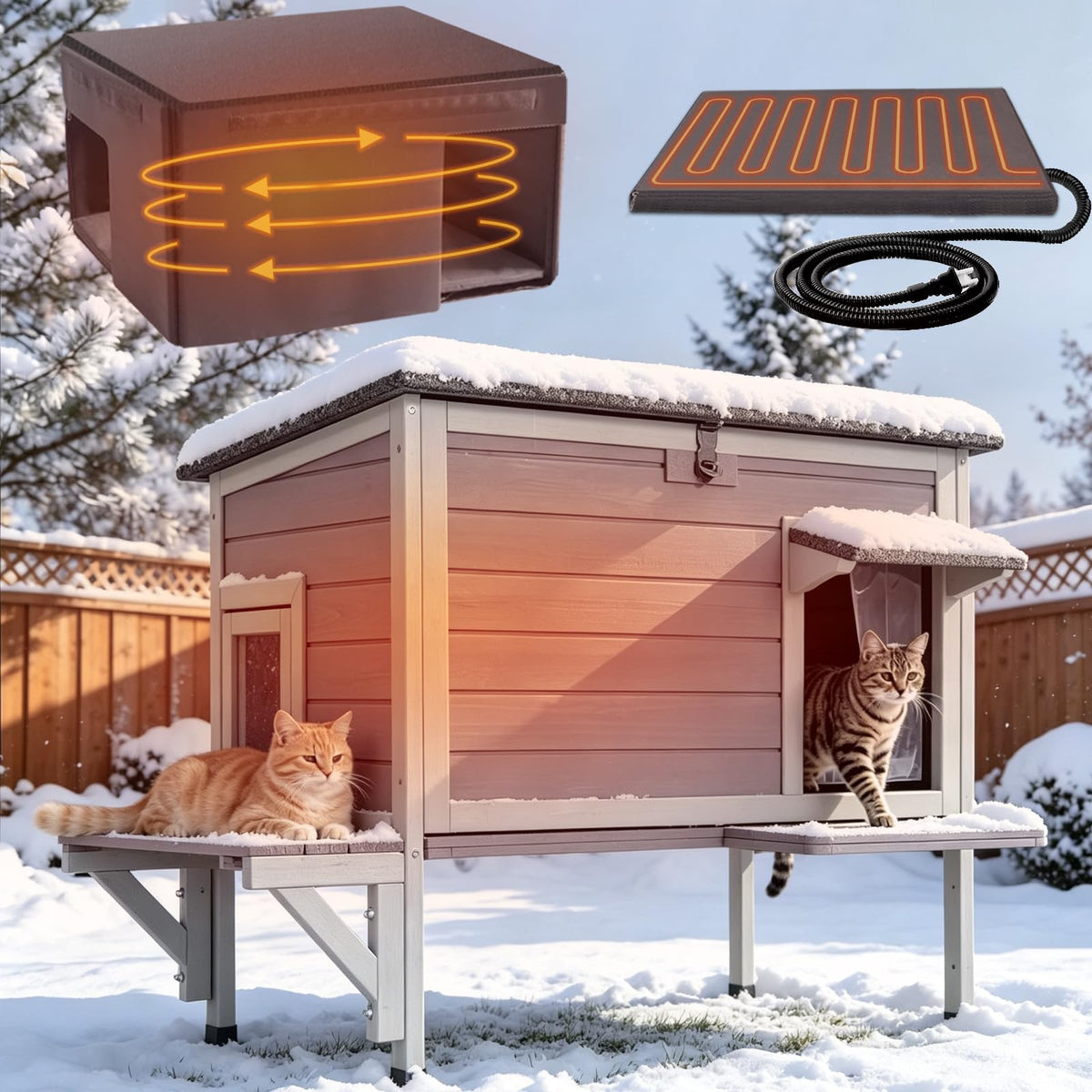 6-Sides Insulated Outdoor Heated Cat House P627