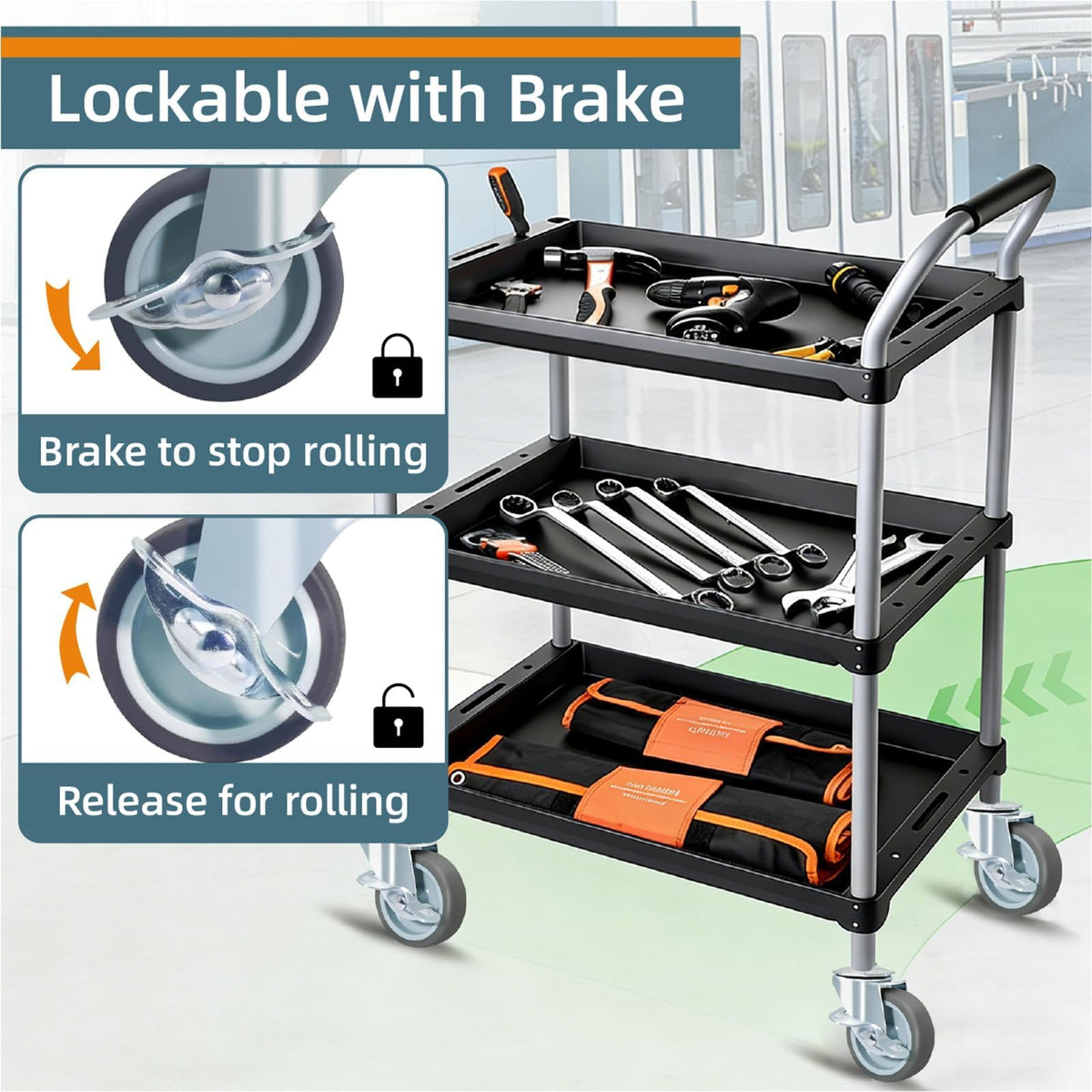 Set of 4 Stem Casters with Brake V195