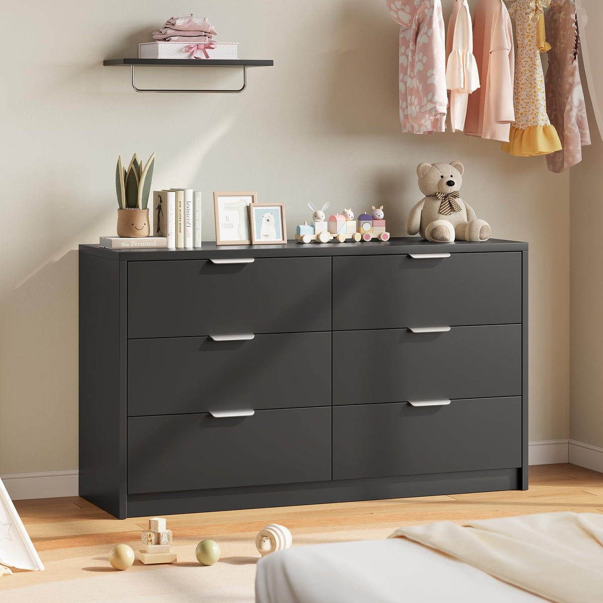 53" Wide 6 Drawer Wood Dresser H759