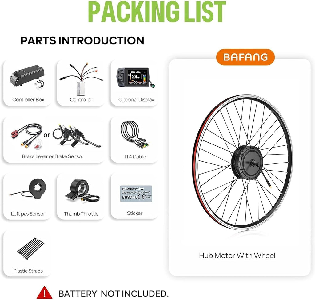 48V 500W Front Wheel Hub Motor Ebike Conversion Kit with Battery S198617