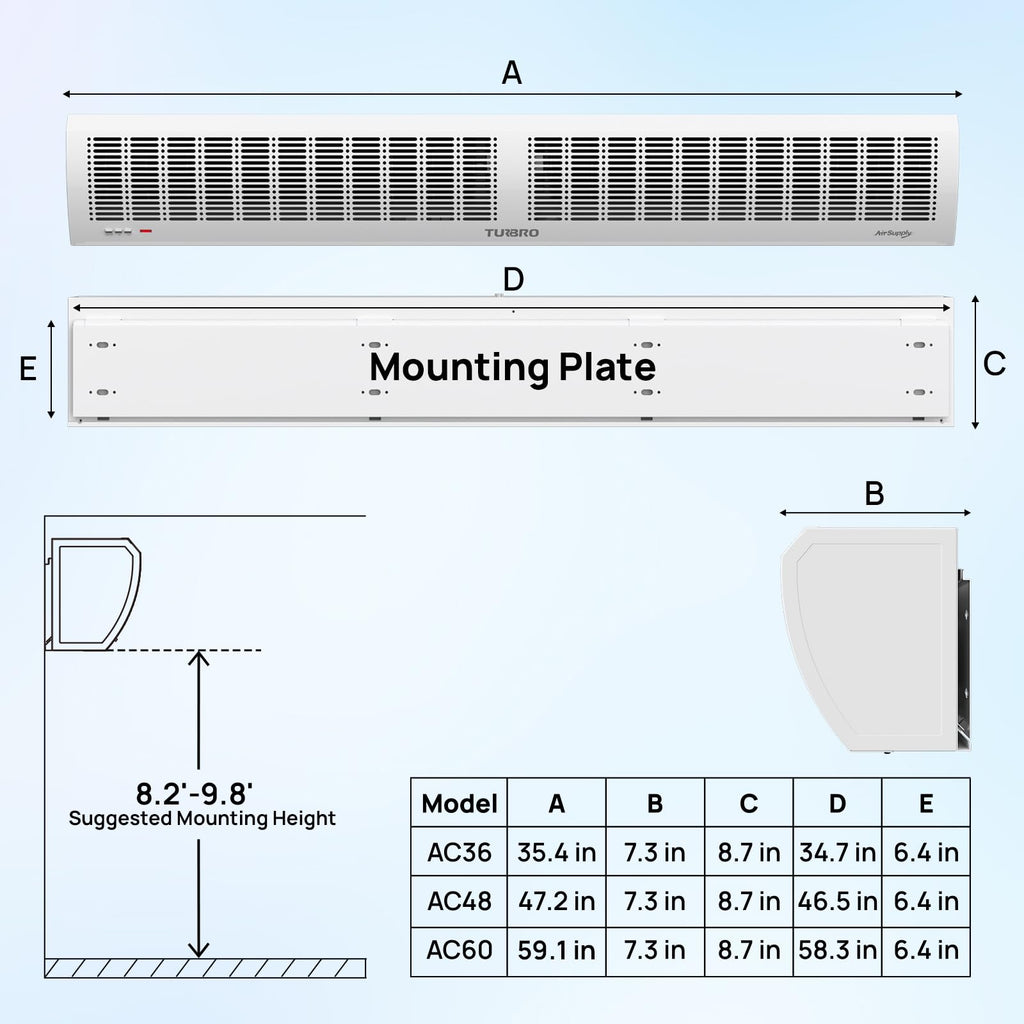 36-Inch Wall-Mounted Air Curtain Fan with Magnetic Switch K690