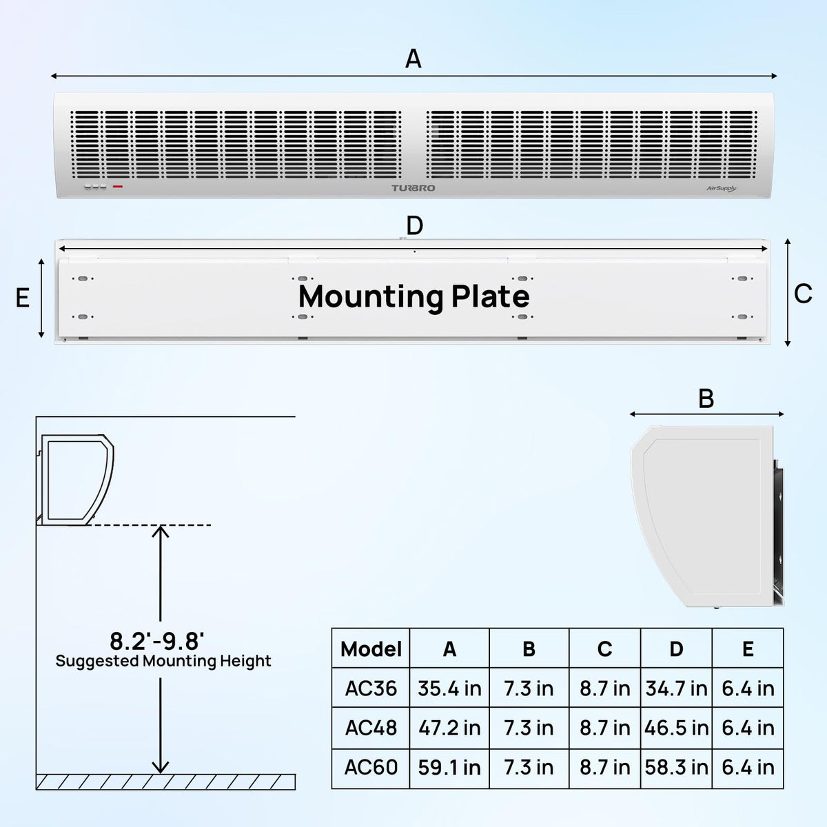 36-Inch Wall-Mounted Air Curtain Fan with Magnetic Switch K690