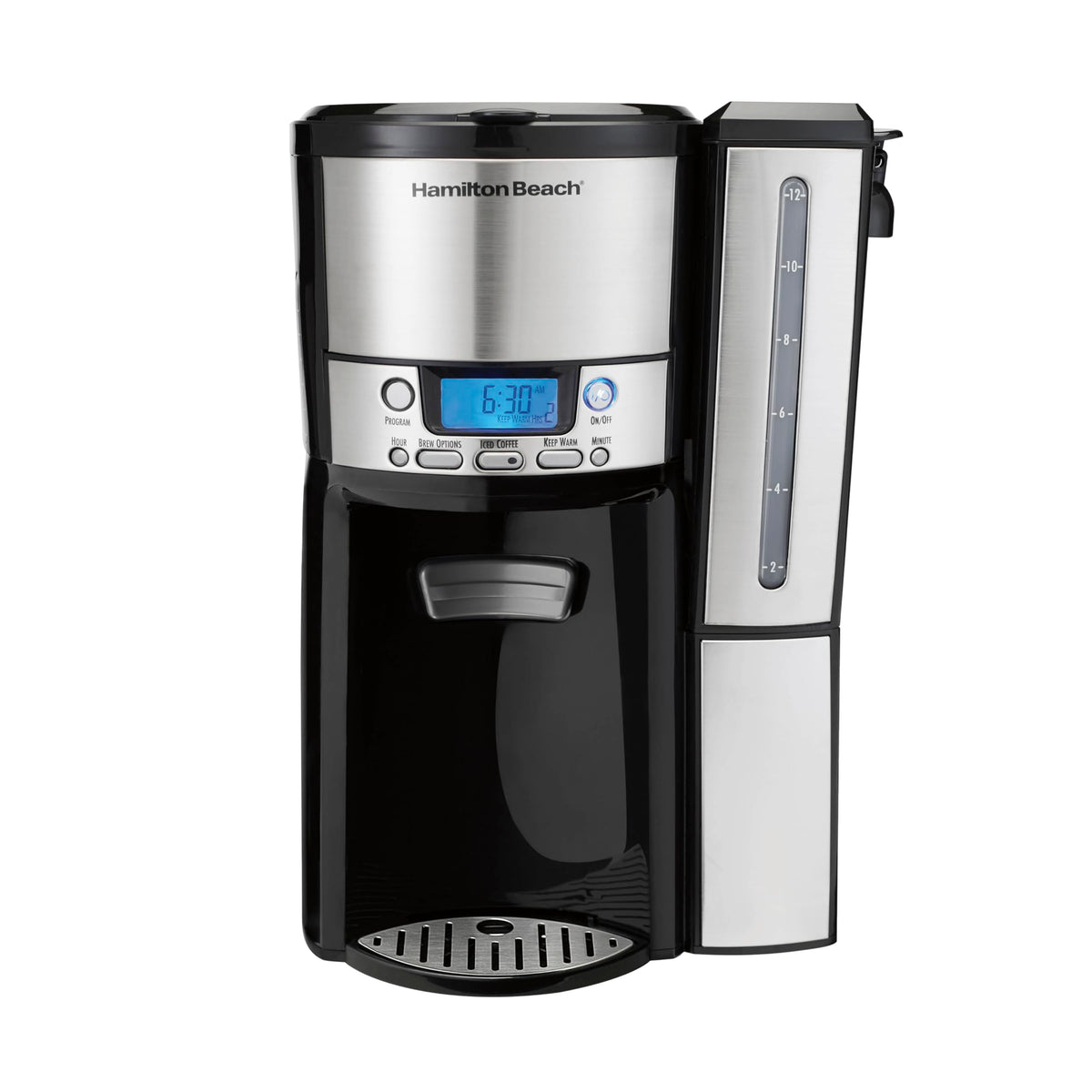12 Cup Programmable Coffee Maker with 60 oz Removable Reservoir, Black & Stainless Steel V32755