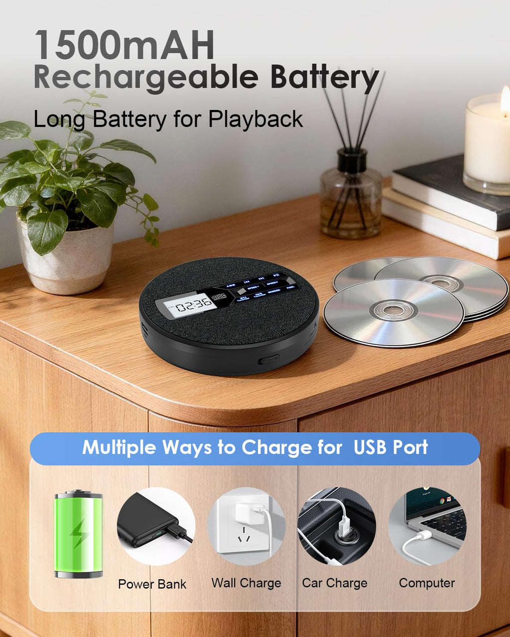 Portable CD Player with Bluetooth & FM Transmitter X191