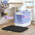 Fully Enclosed Cat Litter Box with Lid, Scoop, Mat, Double Door, Blue V43789