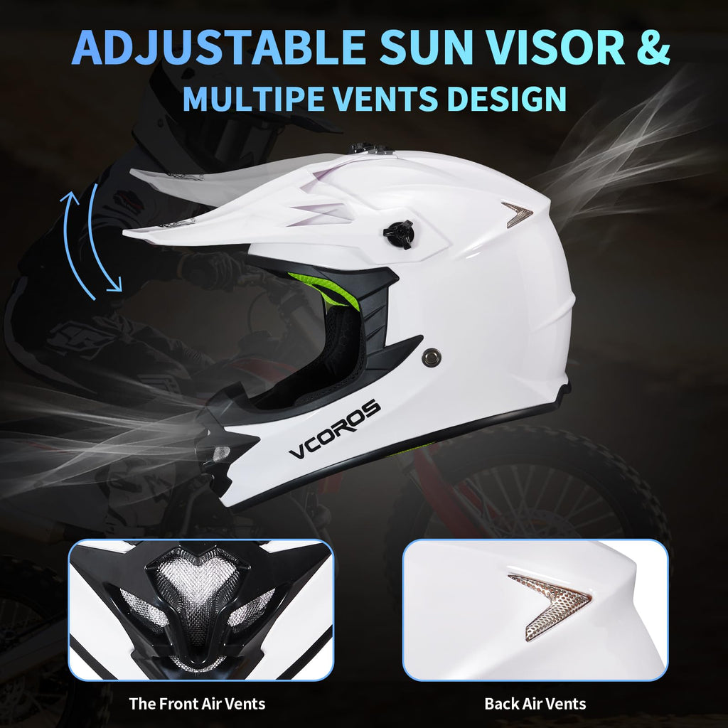 Kids Dirt Bike Helmet Set with Goggles Gloves I1224