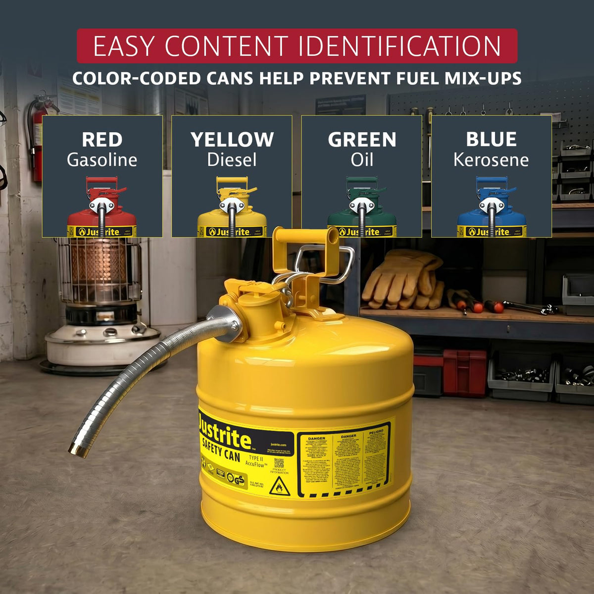 Yellow Galvanized Steel Diesel Fuel Can I611381
