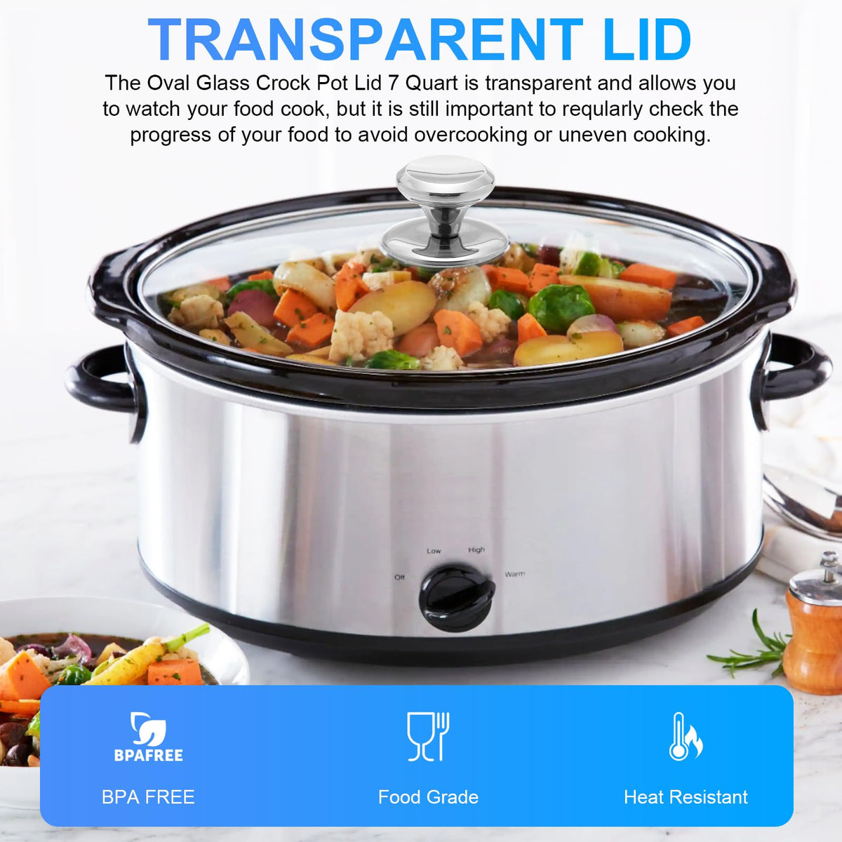 Oval Glass Lid 7 Quart Slow Cooker Replacement A5864