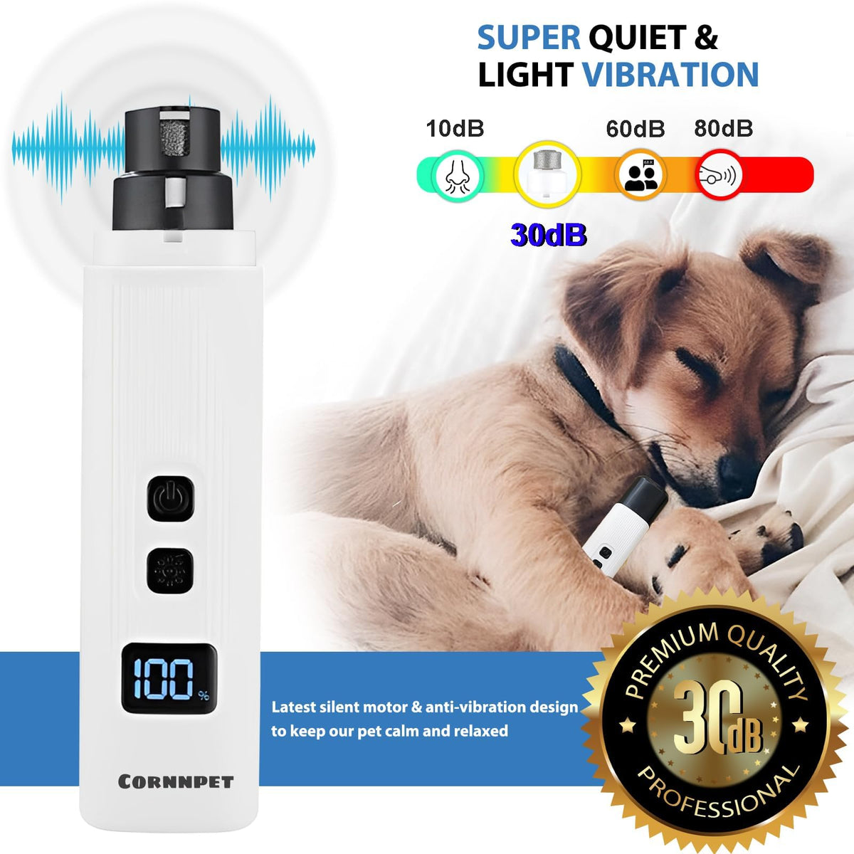 Electric Dog Nail Grinder 2 Speed 30dB Super Quiet White E81822