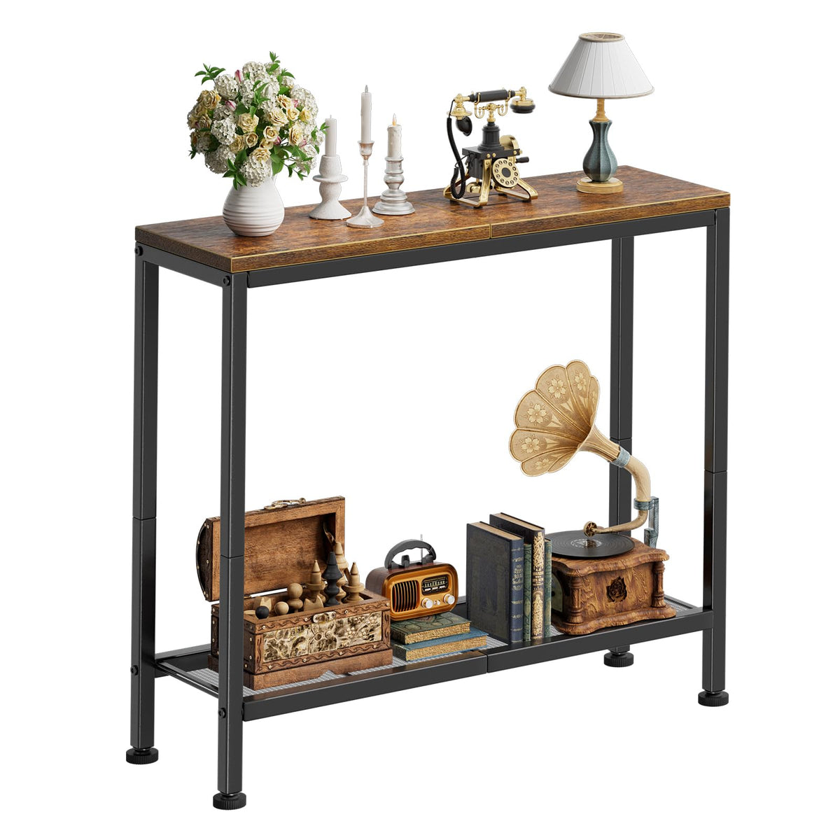 Rustic Brown Console Table with Storage Shelf J697184