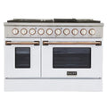 48 In. 6.7 cu ft. Natural Gas Range with White Door and Gold Accents J9836