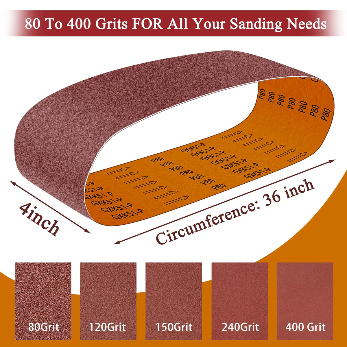 4 x 36 inch 11 Pc Sanding Belts and 6" Self Stick Sanding Disc Set X71763