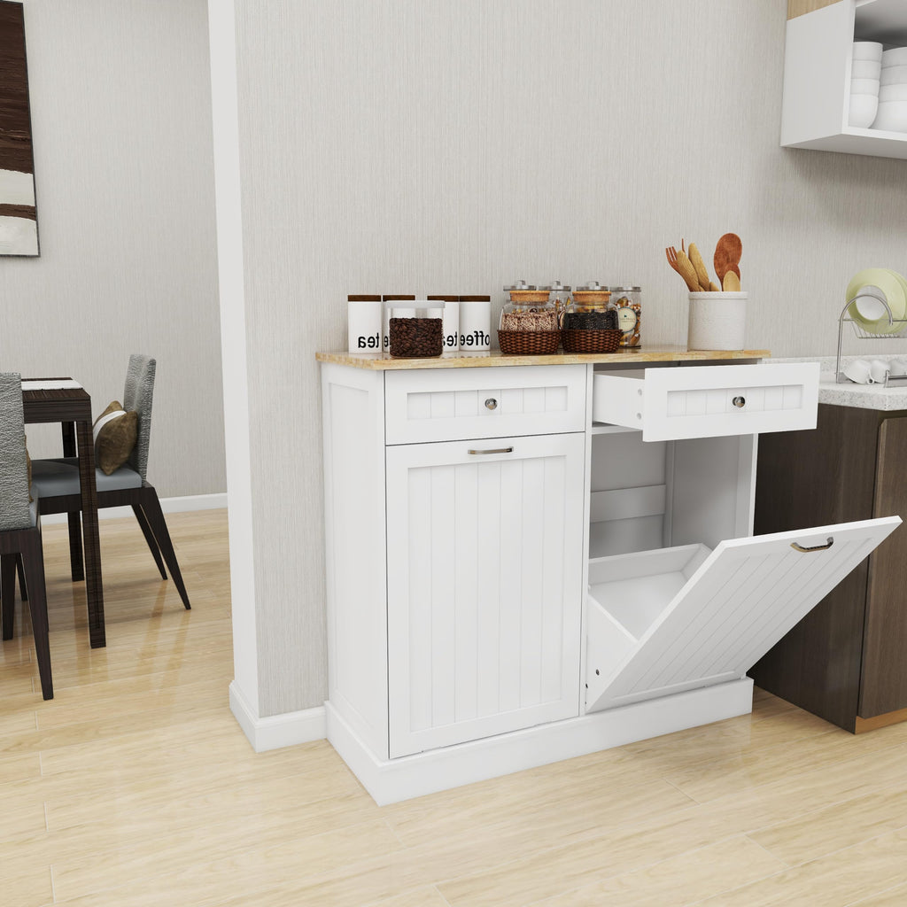 White 10-Gallon Trash Cabinet with 2 Drawers L185863