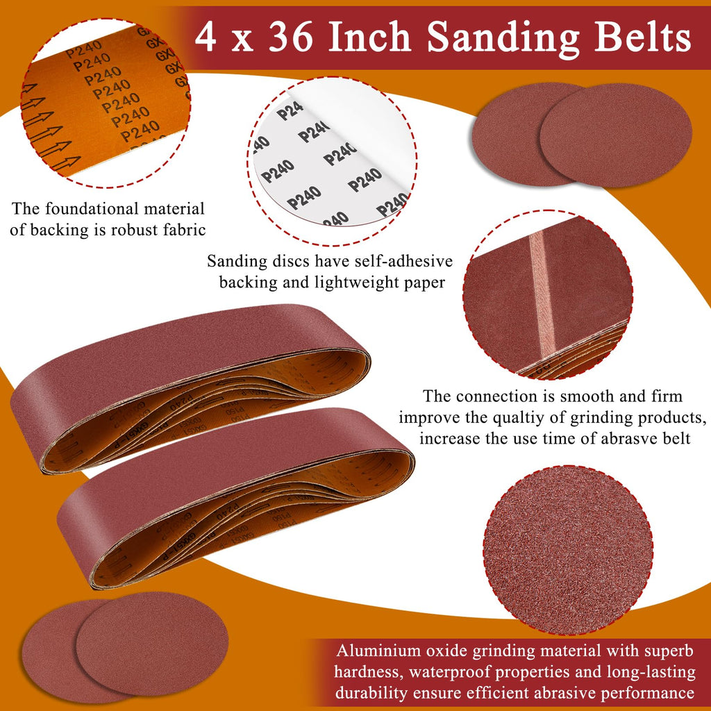 4 x 36 inch 11 Pc Sanding Belts and 6" Self Stick Sanding Disc Set X71763