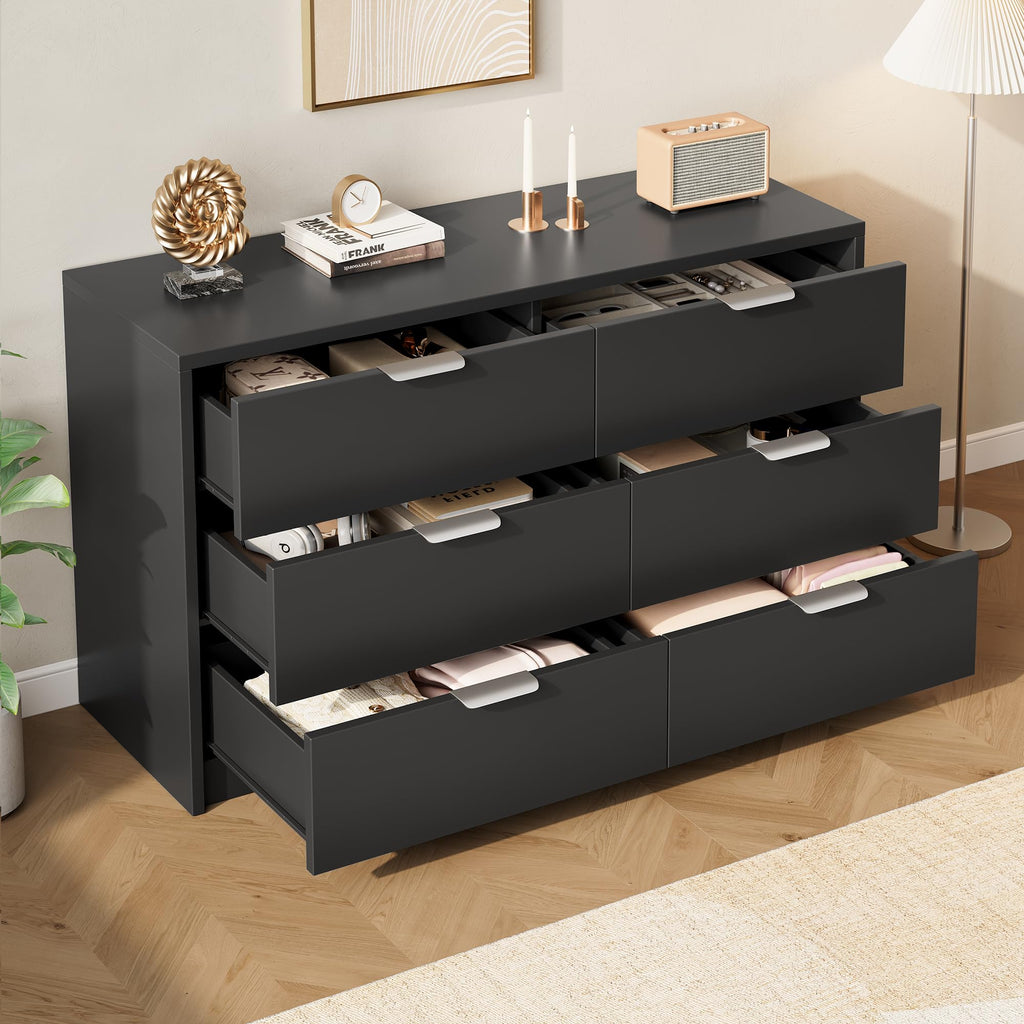 53" Wide 6 Drawer Wood Dresser H759