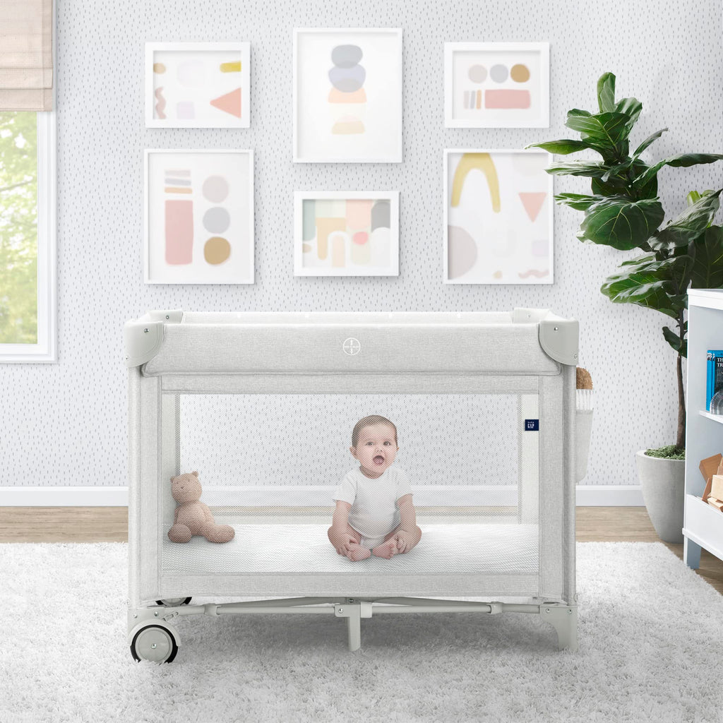 Grey Stripes Play Yard Q58338
