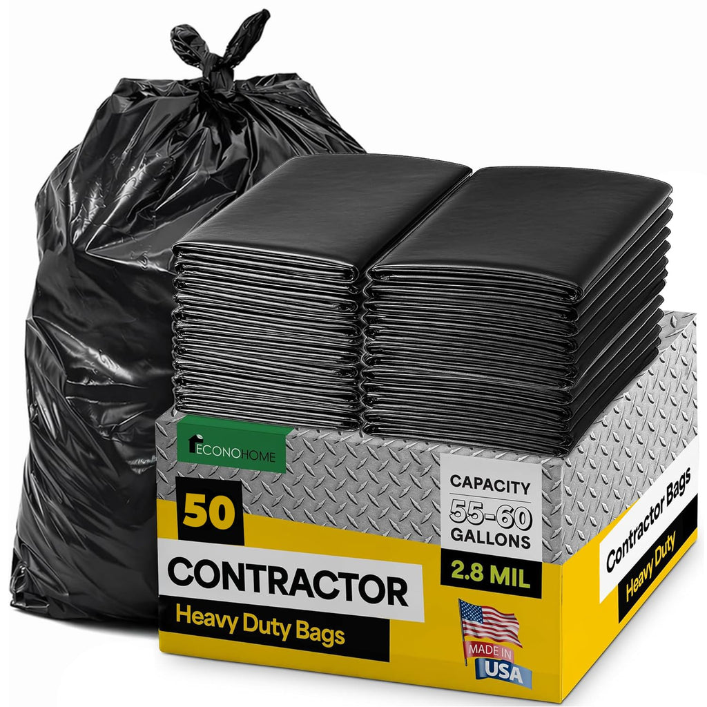 Heavy Duty 2.8 Mil 55-60 Gallon Trash Bags 50 Count J807