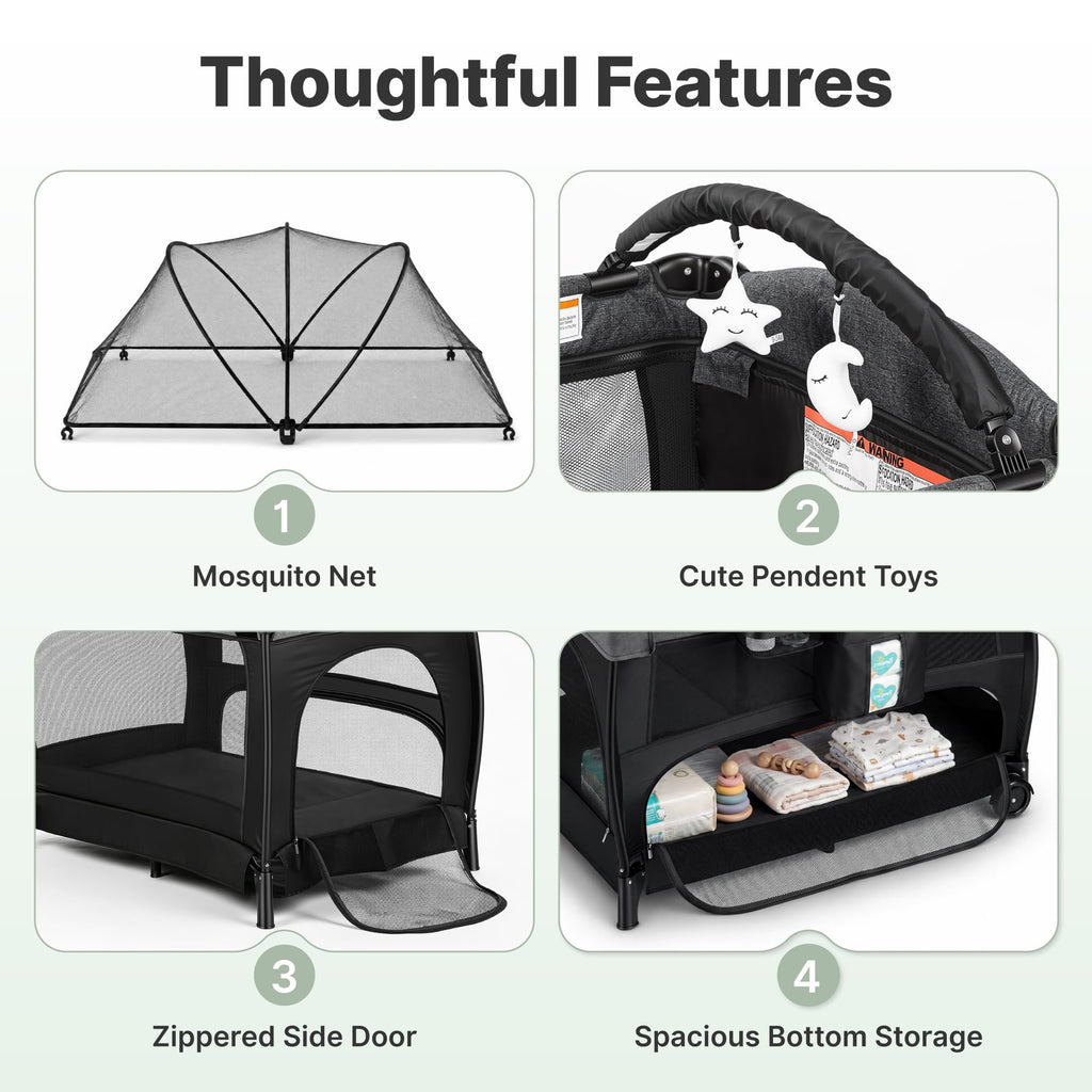 4-in-1 Pack and Play with Bassinet, Diaper Changer, Playpen X112148