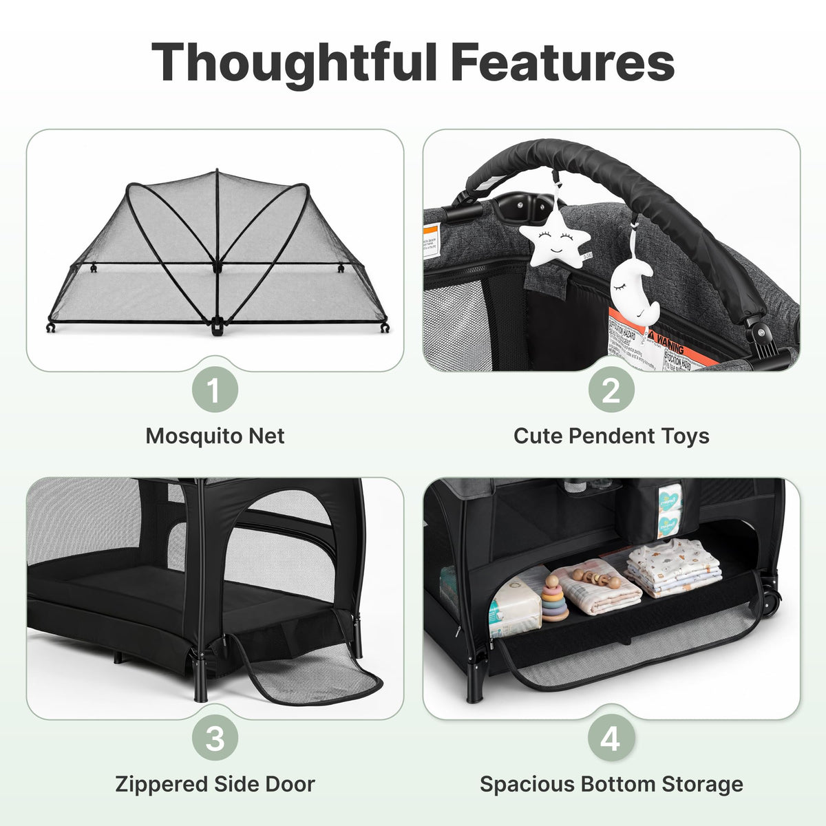 4-in-1 Pack and Play with Bassinet, Diaper Changer, Playpen X112148