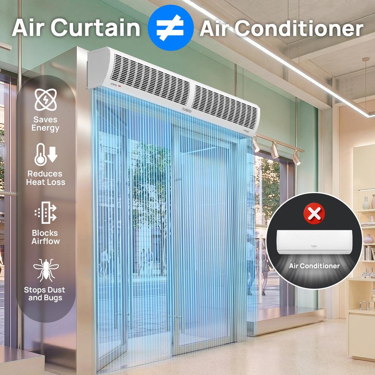 36-Inch Wall-Mounted Air Curtain Fan with Magnetic Switch K690