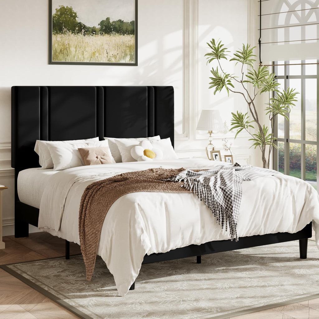 Queen Velvet Upholstered Platform Bed Frame Y2771