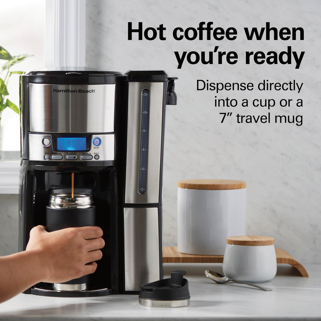 12 Cup Programmable Coffee Maker with 60 oz Removable Reservoir, Black & Stainless Steel V32755
