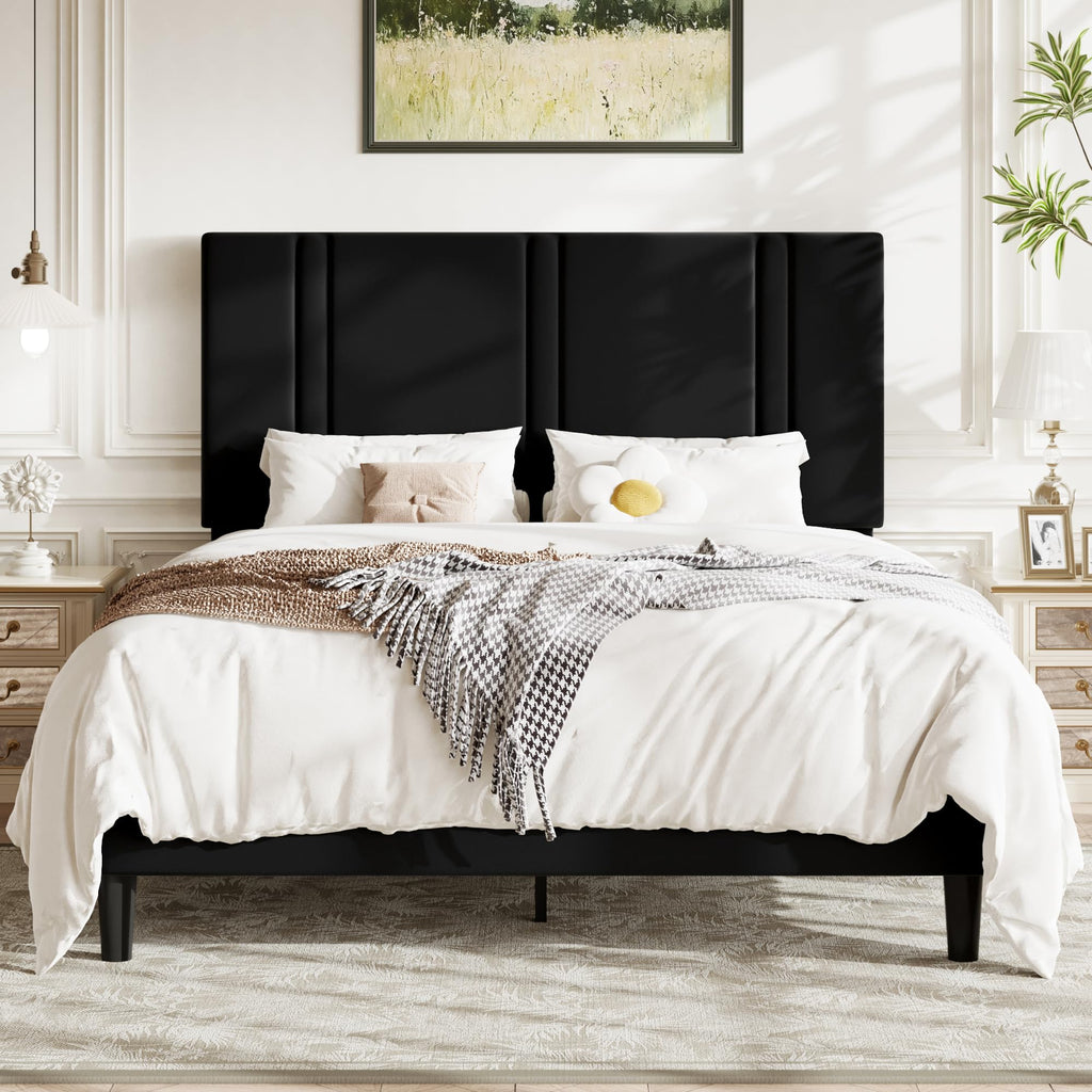 Queen Velvet Upholstered Platform Bed Frame Y2771