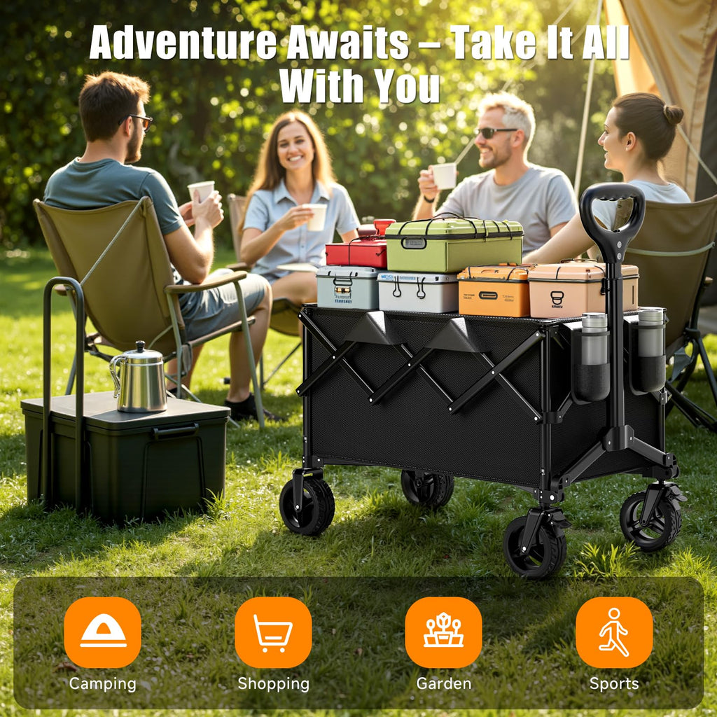 Collapsible Heavy Duty Wagon Cart with All-Terrain Wheels E565394