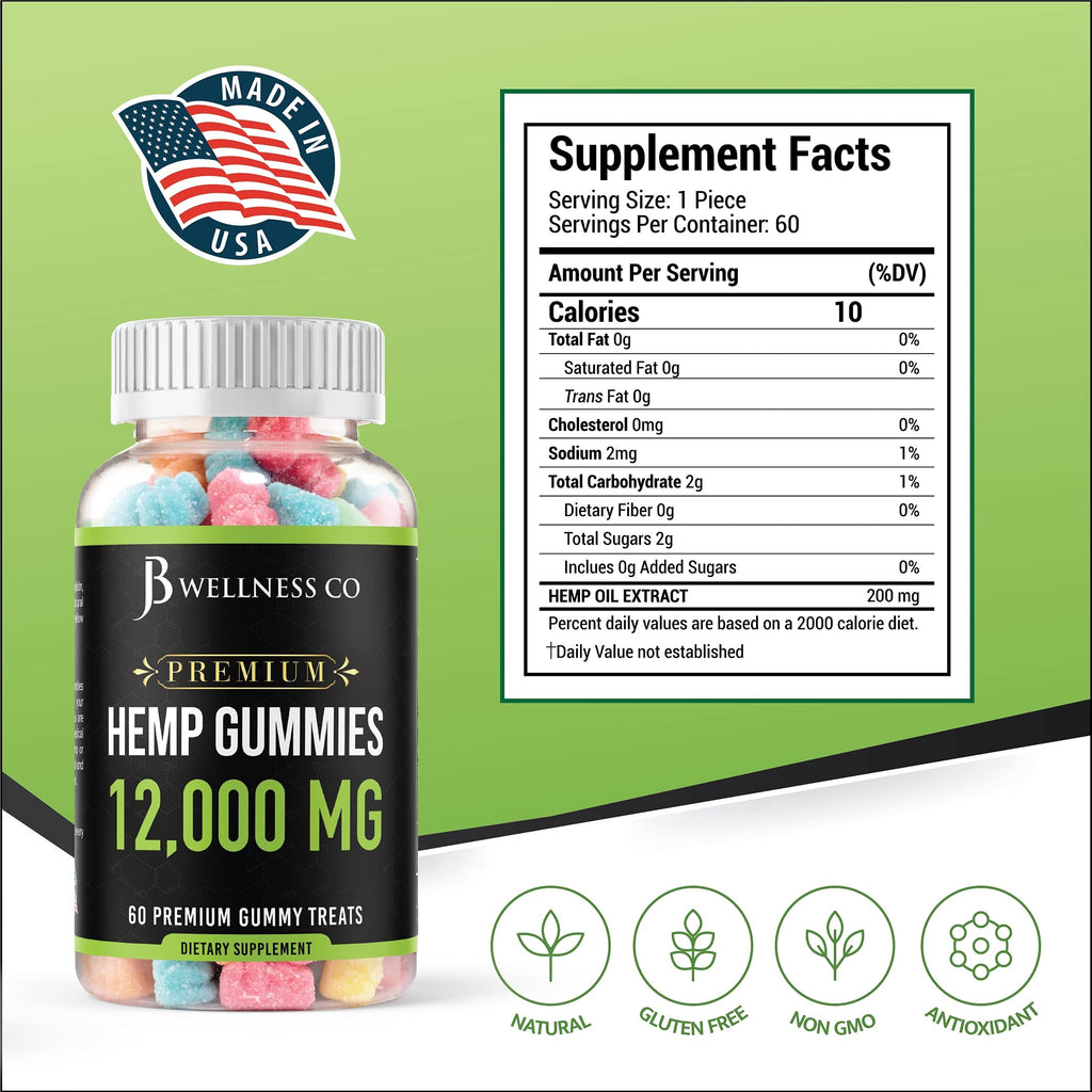 Hemp Gummies 12,000 Vitamins & Omega 3,6,9 120 Count F636581