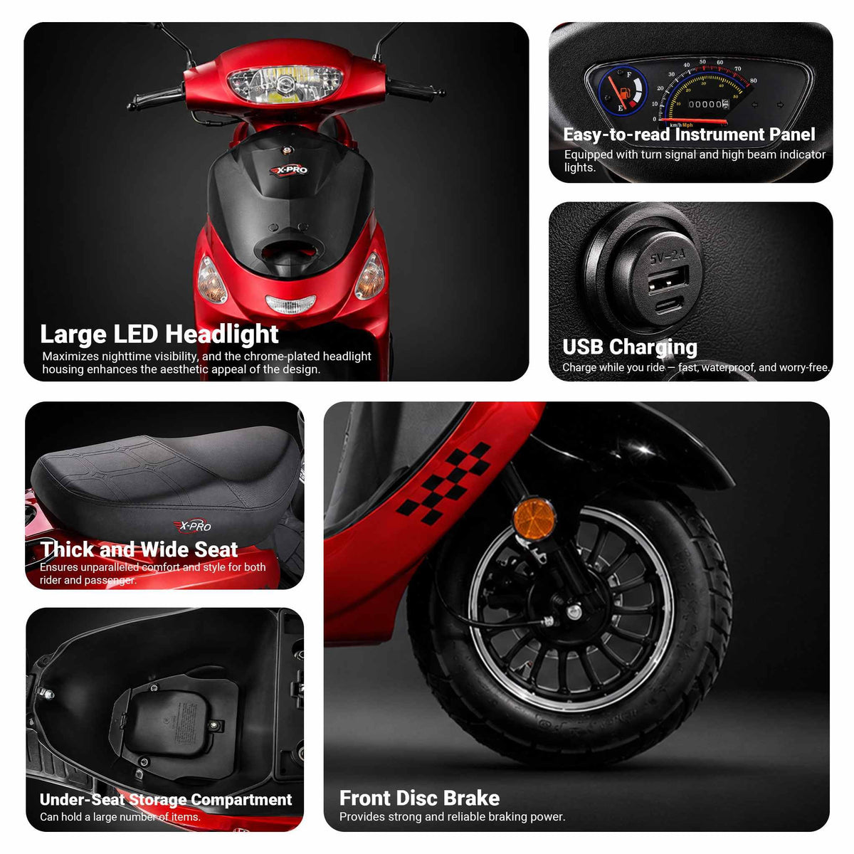 50cc Gas Moped Motorcycle with 10" Aluminum Wheels P618170