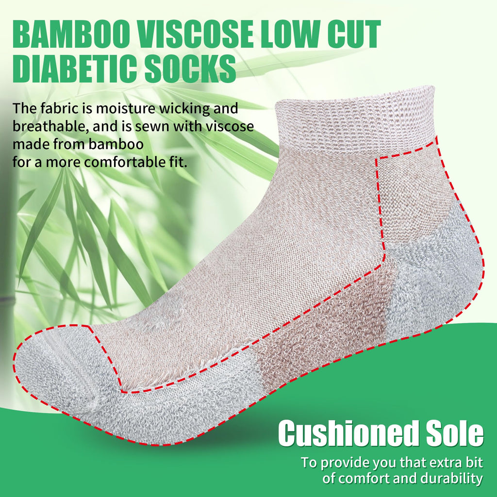 Low Cut Diabetic Socks for Men, 6 Pairs J672