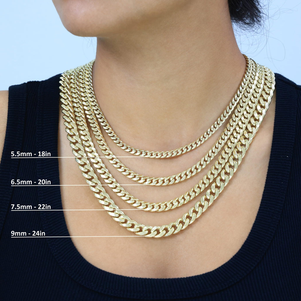 10K Yellow Gold Cuban Link Chain Necklace P817
