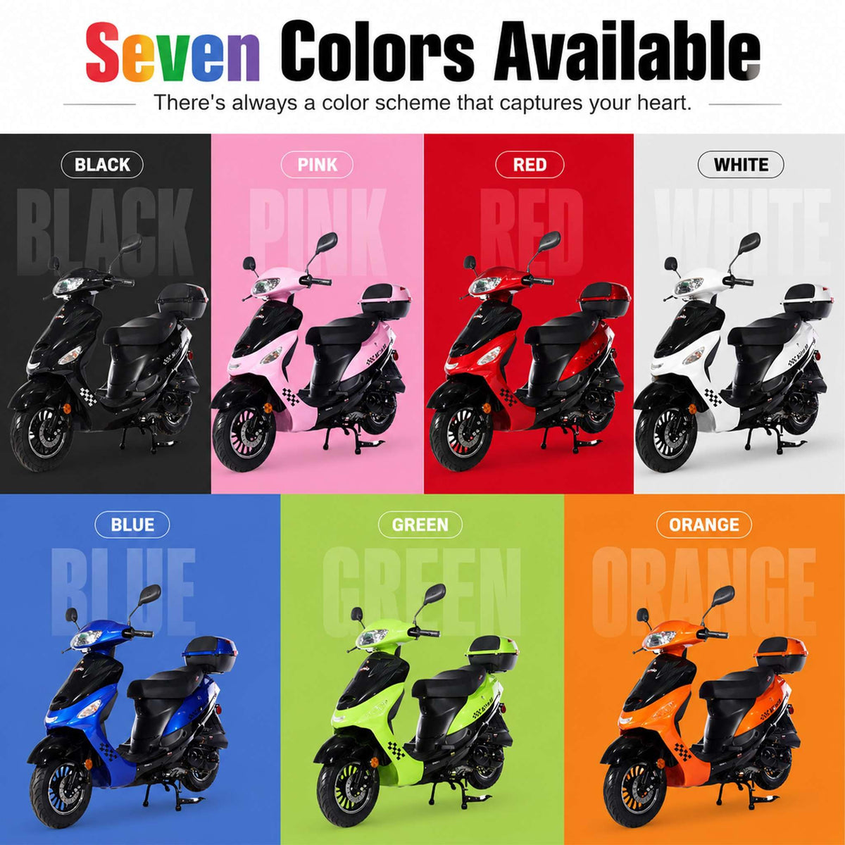 50cc Gas Moped Motorcycle with 10" Aluminum Wheels P618170