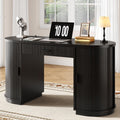 58" Fluted Executive Desk with Storage Drawer, Black V13300