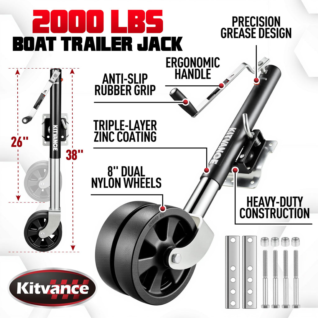 2000 lbs Boat Trailer Jack with 8" Dual Wheels S2932