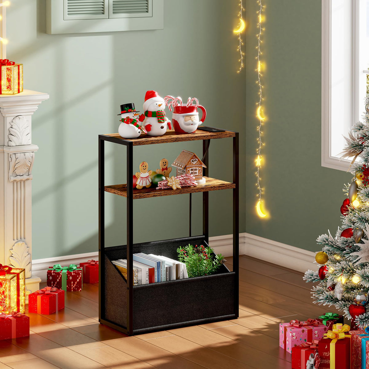 Narrow Side Table with Charging Station U56135