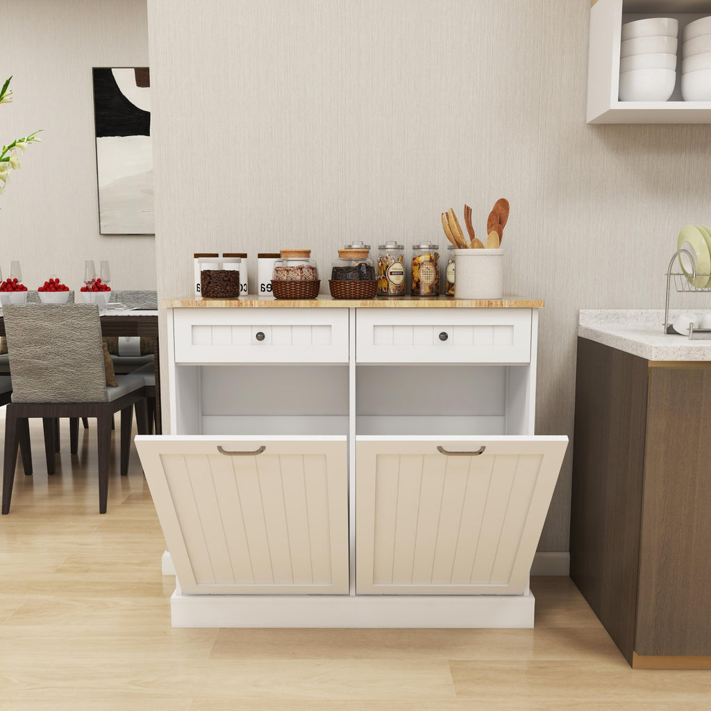 White 10-Gallon Trash Cabinet with 2 Drawers L185863