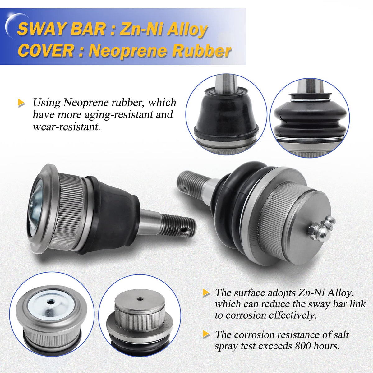 Zinc-Nickel Alloy Front Upper & Lower Ball Joints W5522