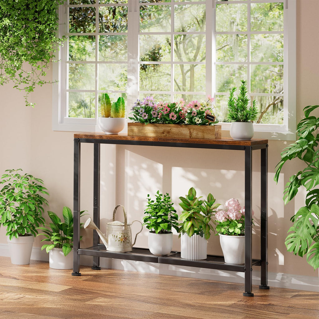 Rustic Brown Console Table with Storage Shelf J697184