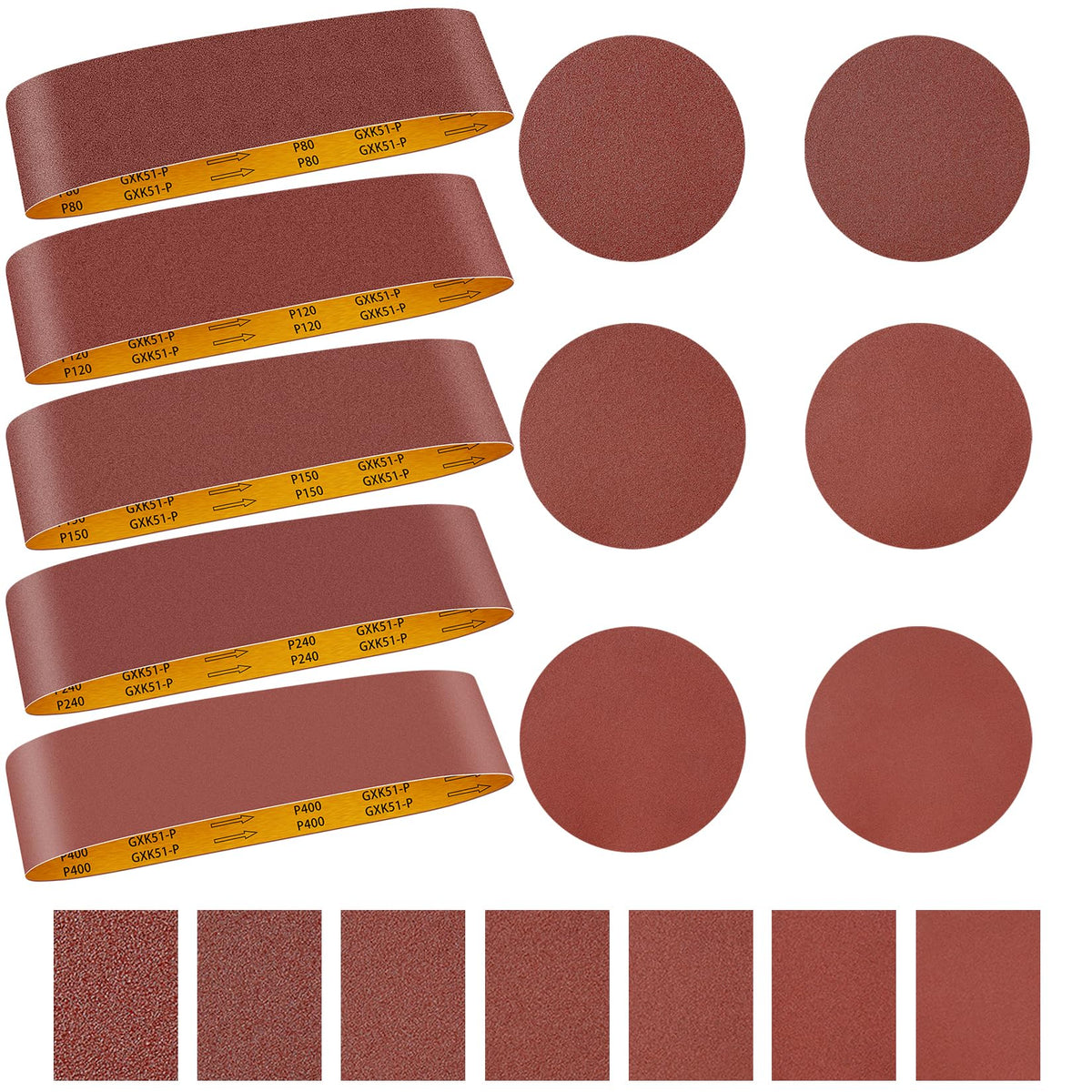 4 x 36 inch 11 Pc Sanding Belts and 6" Self Stick Sanding Disc Set X71763