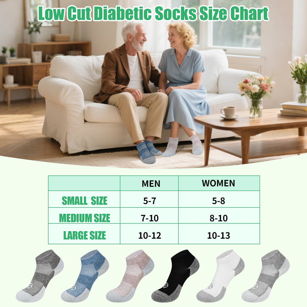 Low Cut Diabetic Socks for Men, 6 Pairs J672