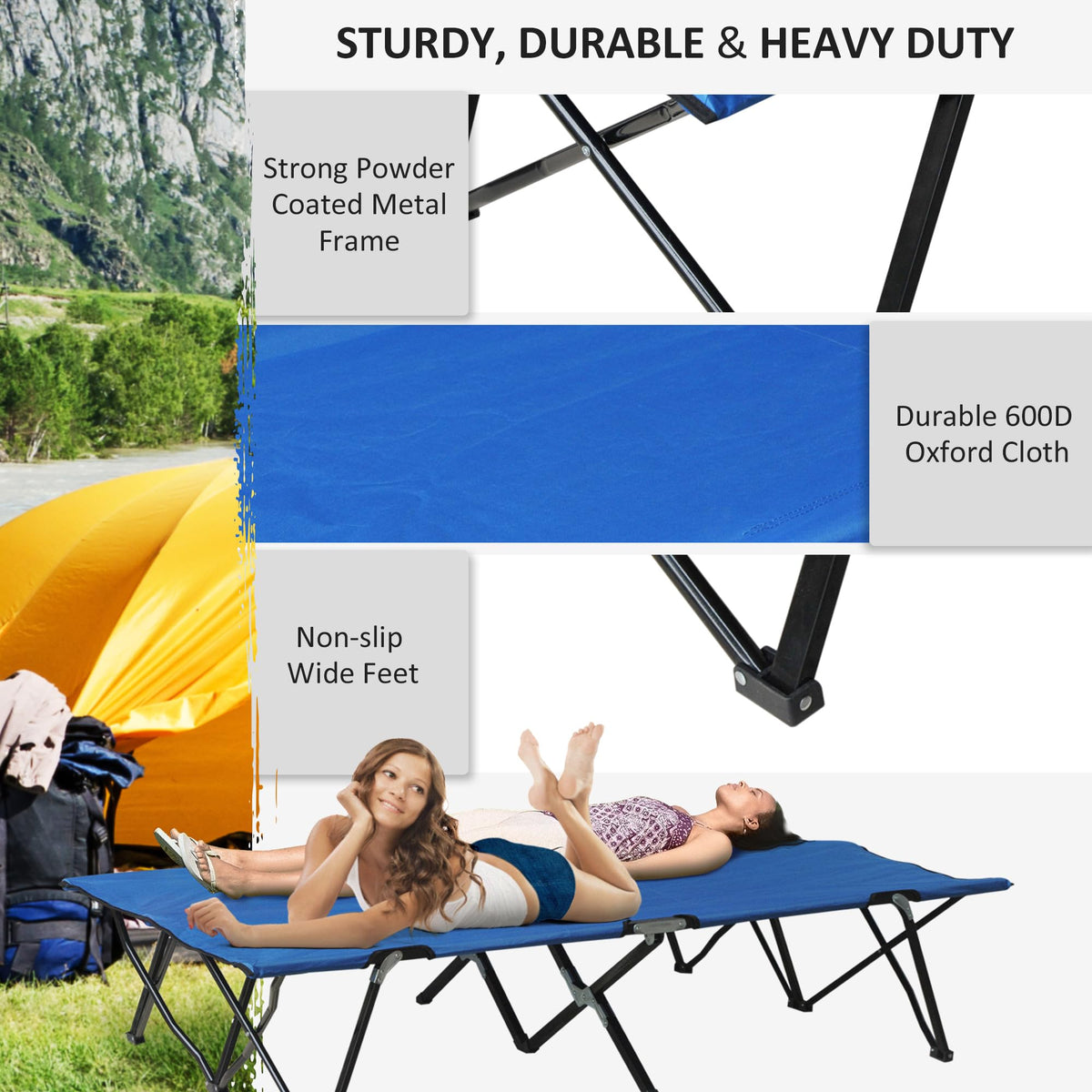 2 Person Folding Camping Cot with Carry Bag A47923